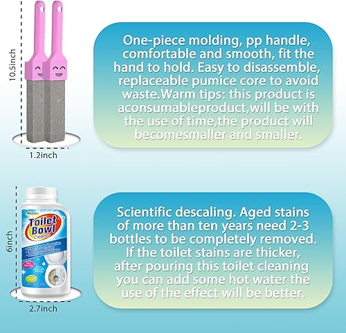 Miniatura 5 de Piedra pómez para limpieza de inodoros, limpia poderosamente anillos de agua dura, acumulación de calcio y manchas, adecuada para limpiar inodoros,