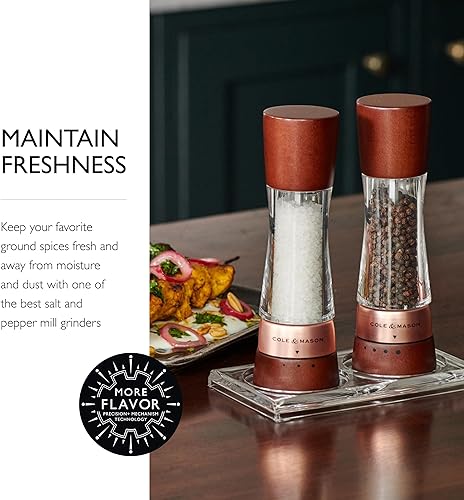 Miniatura 53 de Cole & Mason Derwent - Molinillo de pimienta de precisión gourmet, herramientas recargables para condimentos y especias, ajustes ajustables de Oro