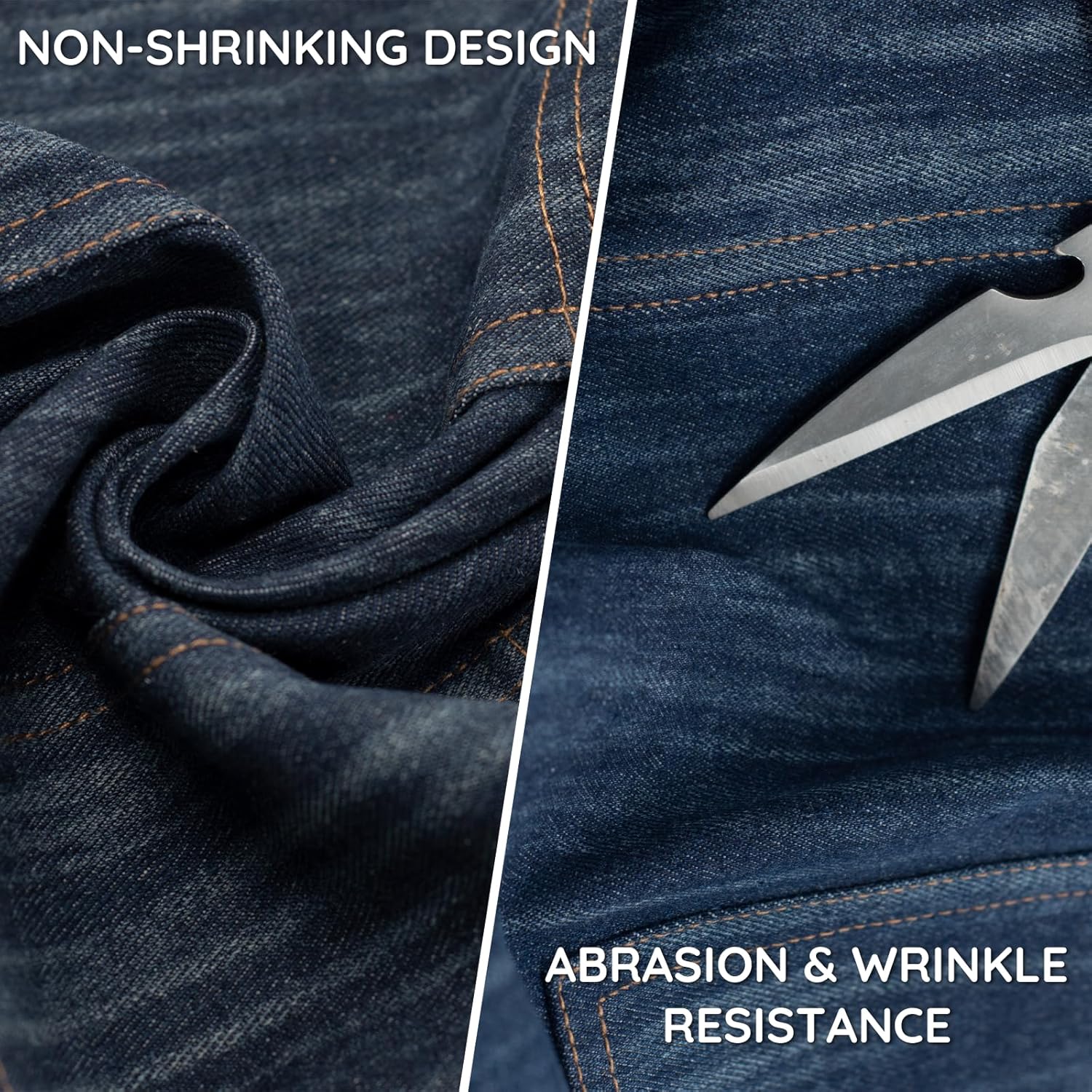 Cotton Denim Apron for Men Women, Professional Chef Apron with Large Pockets for Kitchen Cooking Gardening BBQ Hair Stylist Barista Restaurant, Heavy Duty Jean Work Apron Adjustable Size - Image 5