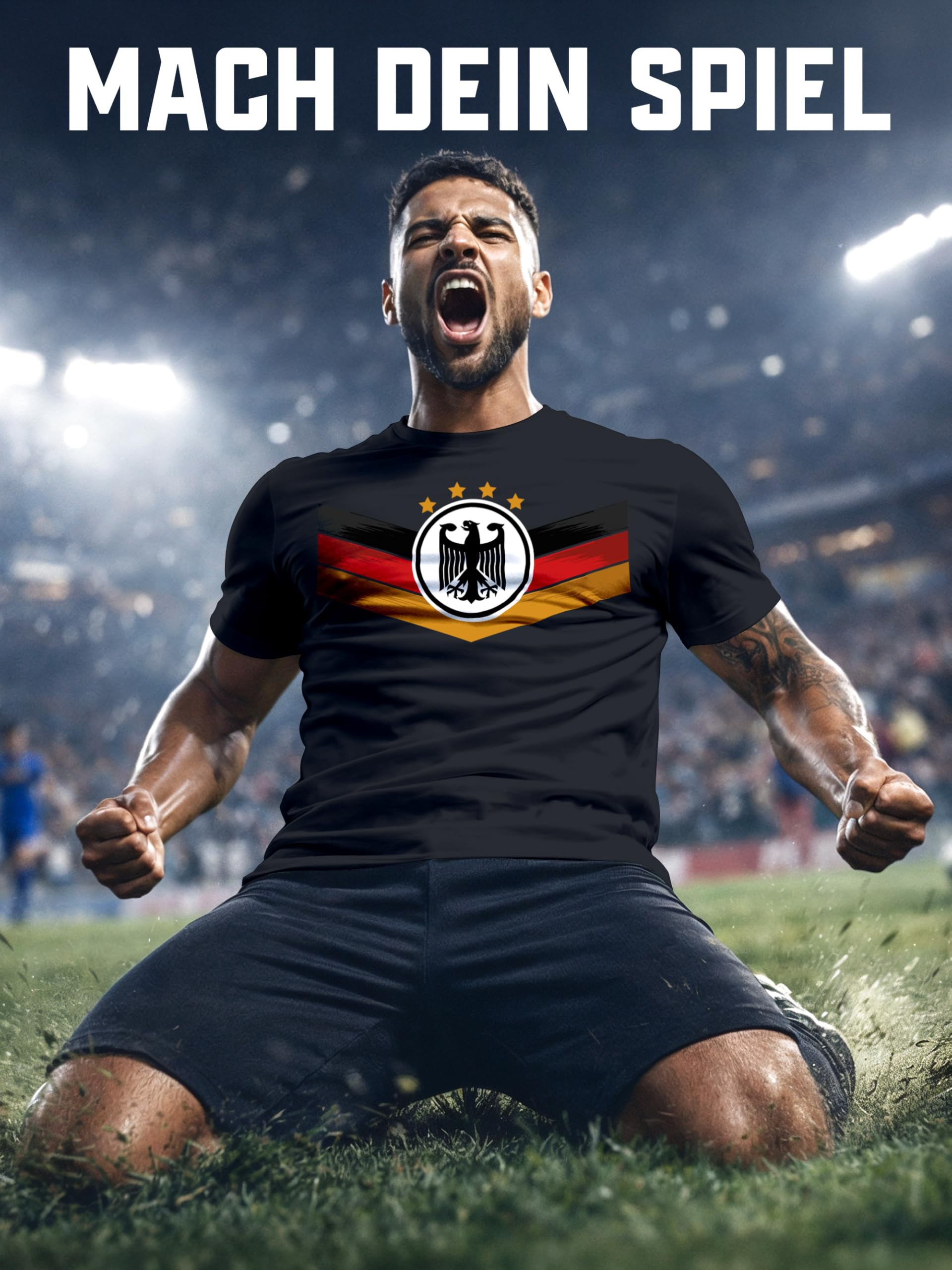 MoonWorks® Herren T-Shirt Deutschland Fußball WM 2026 Deutschlandflagge Nationalfahne Wappen Adler Fanshirt - 3