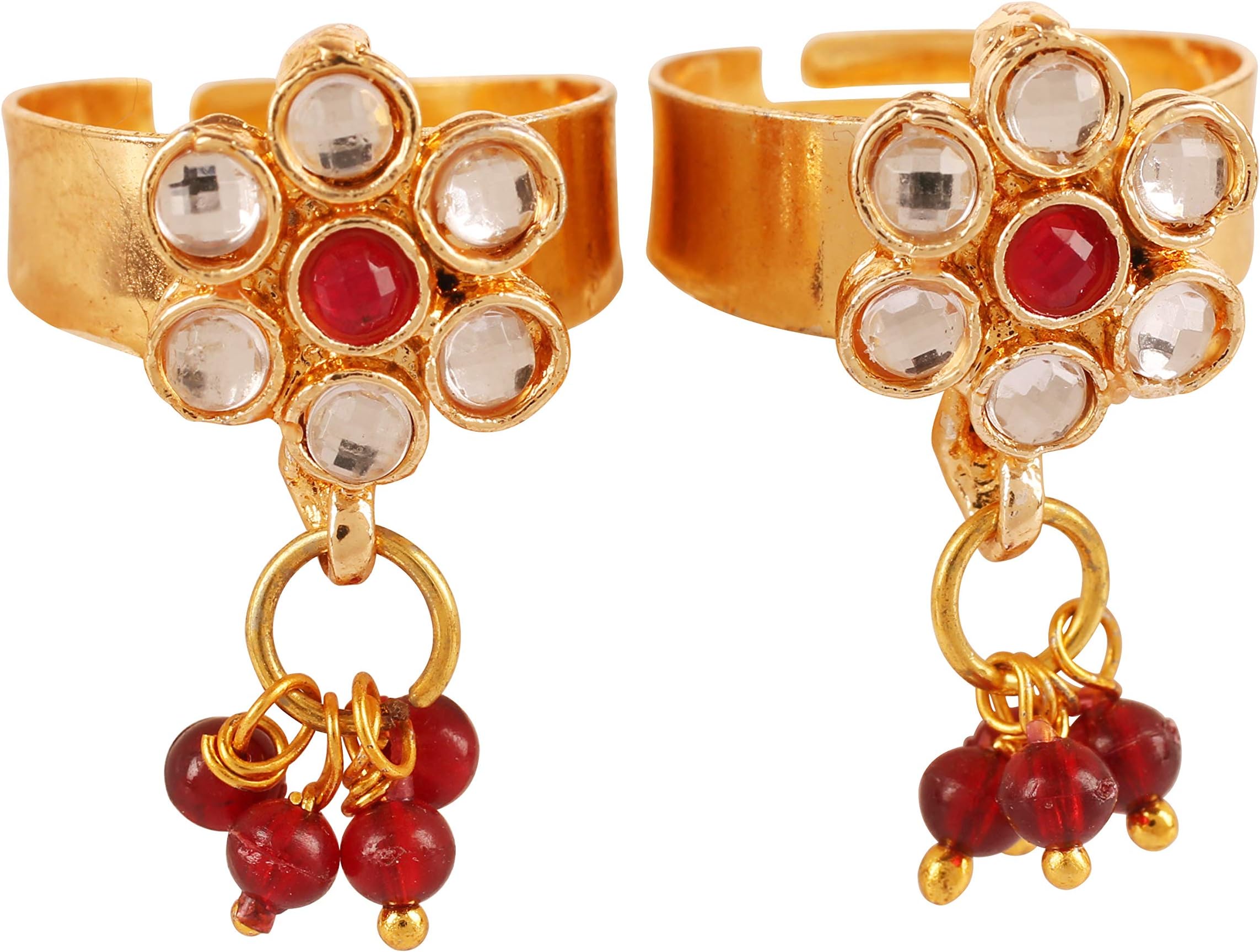 – Indian Bollywood jewelry for feet designer Wedding Payal Paazeb Anklets Toe Rings rhinestone crystal in Gold And Silver Tone For Women.