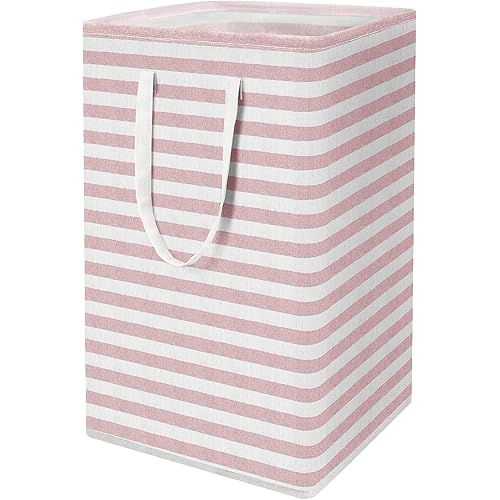 WISELIFE Laundry Hamper, 75L Large Collapsible Tall Laundry Basket with Handles, Water Resistant Freestanding Clothes Hamper, Storage Basket, Storage Bags for Clothes Toys, 24.4" (H),Pink