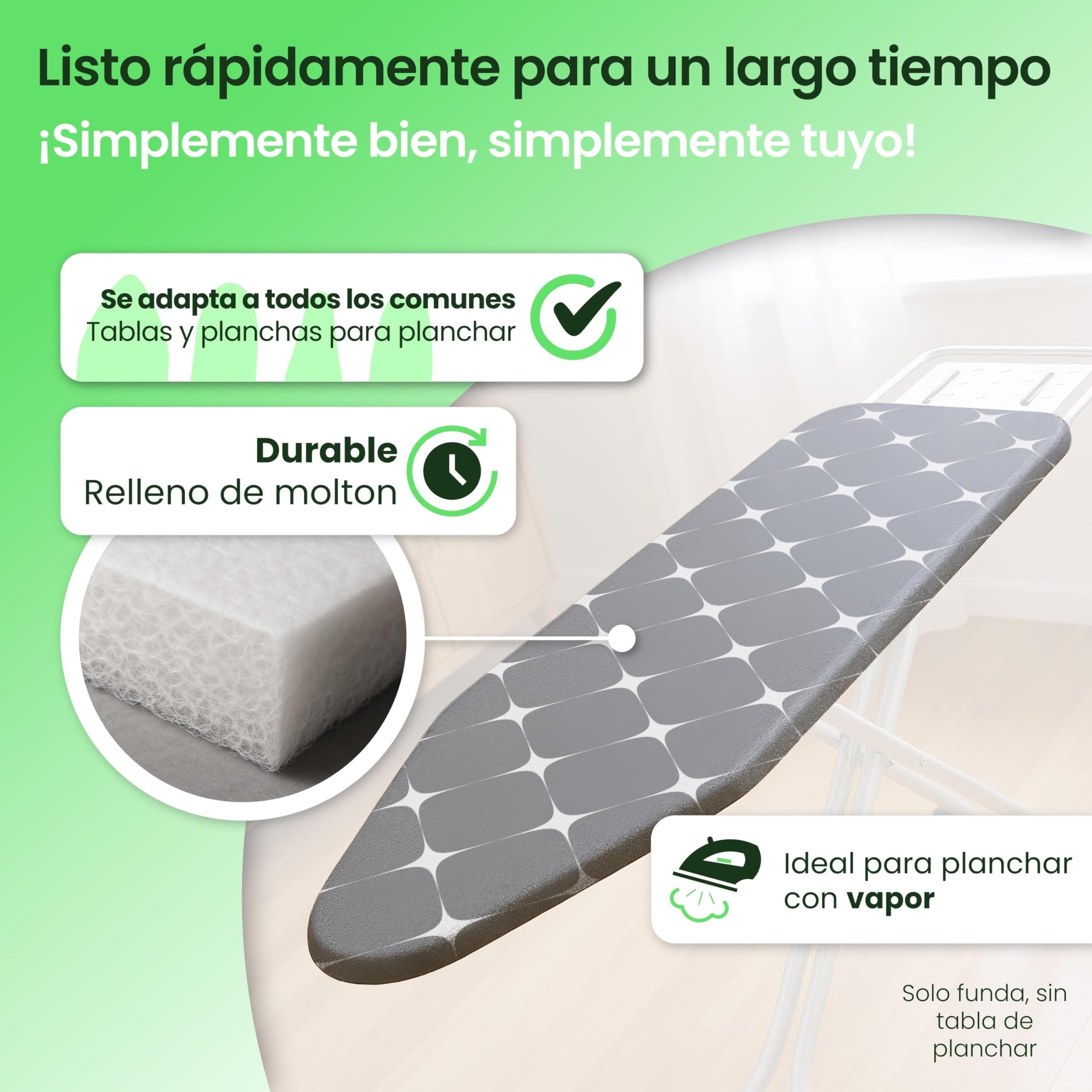 SimplySmooth Funda Premium 110x30 cm | Oeko-Tex 100 Relleno cómodo | para Tablas de 108-115x30-45 cm | Talla S - 4