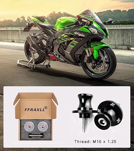 Miniatura 6 de M10*1.25 Carretes de brazo oscilante Negro Motocicleta Sliders Stand Carretes 0.394 in para Z400 Z750 Z800 Z1000 NINJA 250 400 650R ZX6R ZX10R