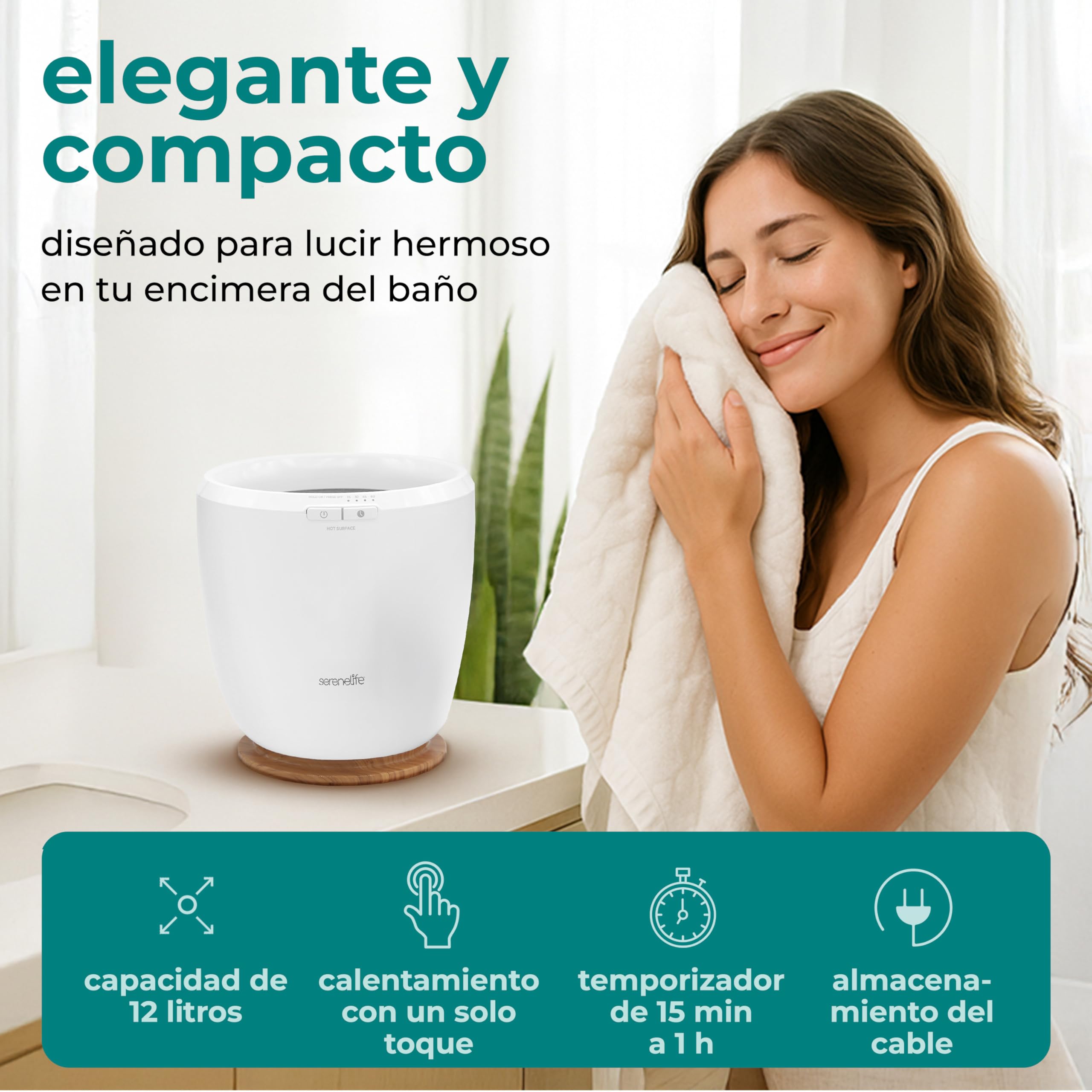 SereneLife calentador de toallas de encimera, Towel warmer, Spa, Calientatoallas, Electrico, Para baño, Apagado automatico, Portatil, ideal tambien para Pijamas, Manta, Bata de baño