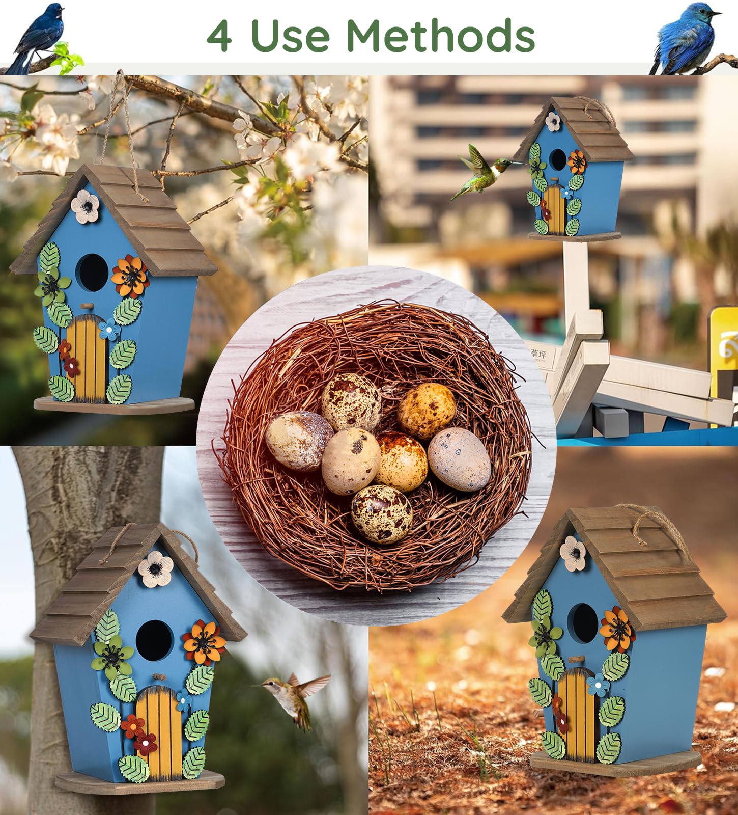 Vogelhäuser für den Außenbereich, Holz-Vogelhaus, Vogelnest, Vogelhäuser für den Außenbereich, Vogelhäuschen aus Holz, Heidelhaus für draußen, Vogelgeschenke für Vogelliebhaber