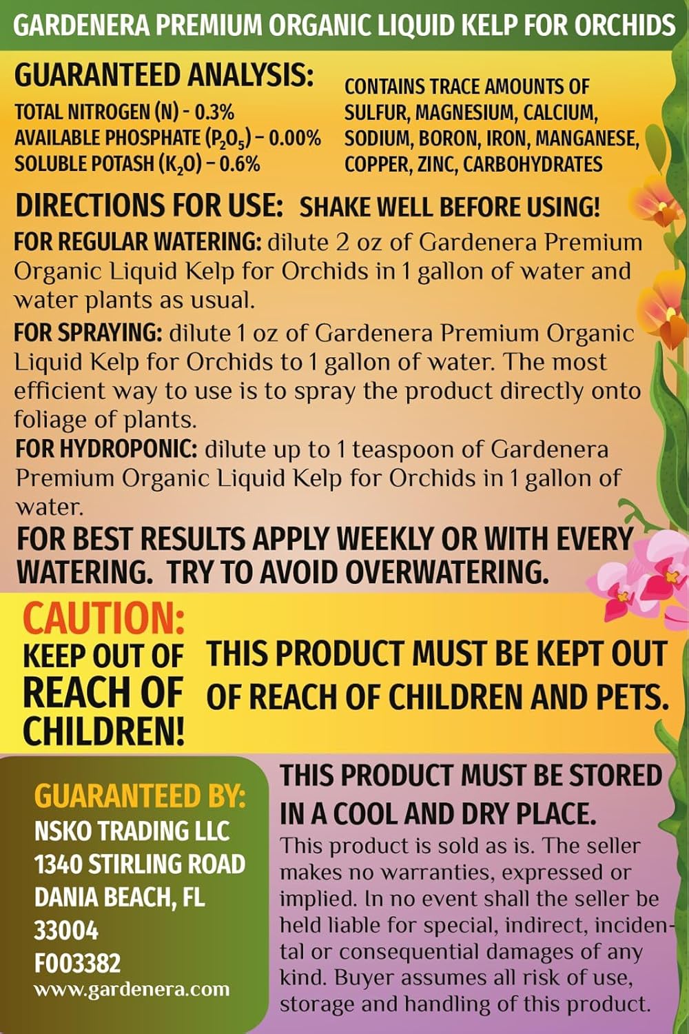 Orchid Superfood by GARDENERA - 32 oz - Natural Kelp Fertilizer for Nourishing Orchid Health and Beauty