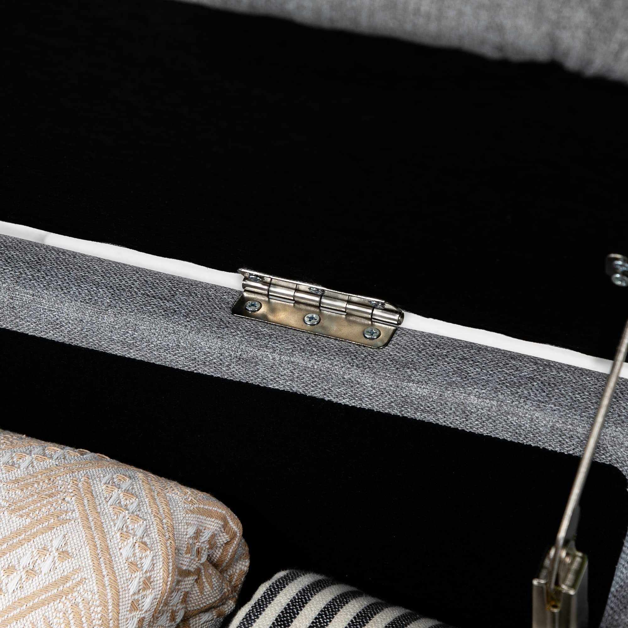 HOMCOM Panca Contenitore Rivestita in Tessuto, Effetto Velluto, Cassapanca con Contenitore Imbottita, per Camera da Letto, Soggiorno e Ingresso, 101x38.5x44.5 cm, Grigio