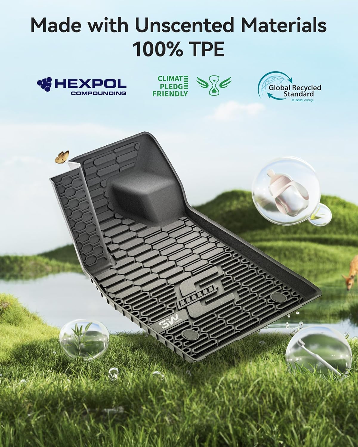 3W Floor Mats & Cargo Liner Fit for Ford Mustang Mach E 2021-2025 2026 TPE All Weather Custom Fit Floor Liner 1st 2nd Row and Trunk Mat Full Set Mats (Trunk Base Upper Only) - Image 5