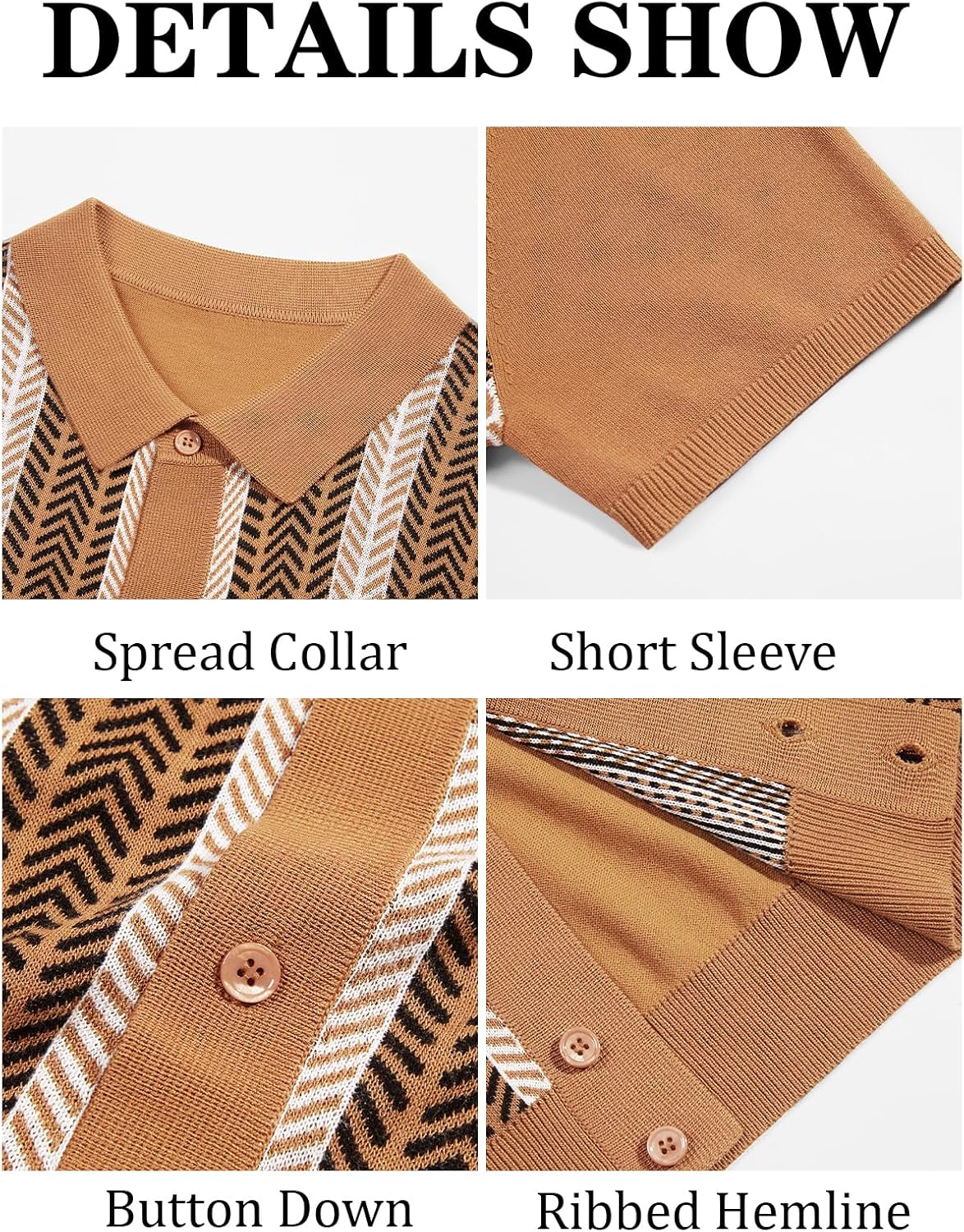 Runcati Mens Knit Polo Shirts Vintage Casual Short Sleeve Shirt Golf Button Down Old Money Sweater - Image 5