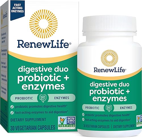 Miniatura 10 de Renew Life Digestive Duo Probiotic and Enzymes Vegetarian Capsules, Probiotic Promotes Digestive Health, Fast-Acting Enzymes Aid Digestion, With