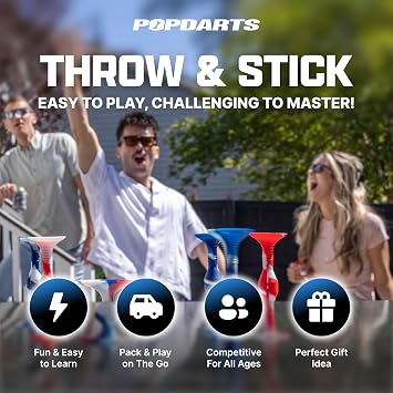 Popdarts PRO Pack Game Set (Wigglenobber Target Marker) - Indoor, Outdoor Suction Cup Throwing Game - Competition with a POP
