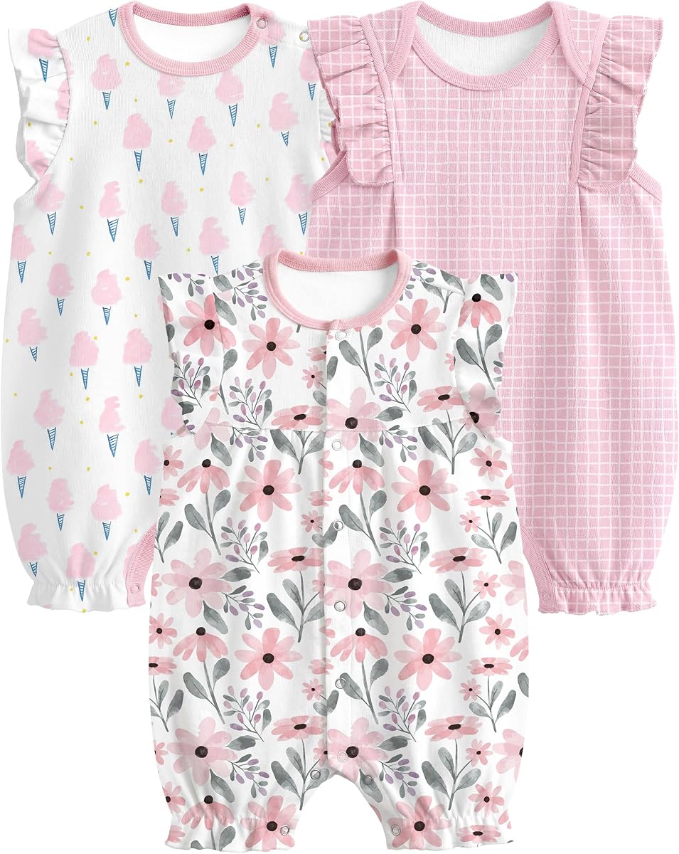 Mameluco para bebé de 0 a 18 meses, 100% algodón orgánico, ropa de verano para recién nacido, traje de bebé de manga corta, suave y transpirable
