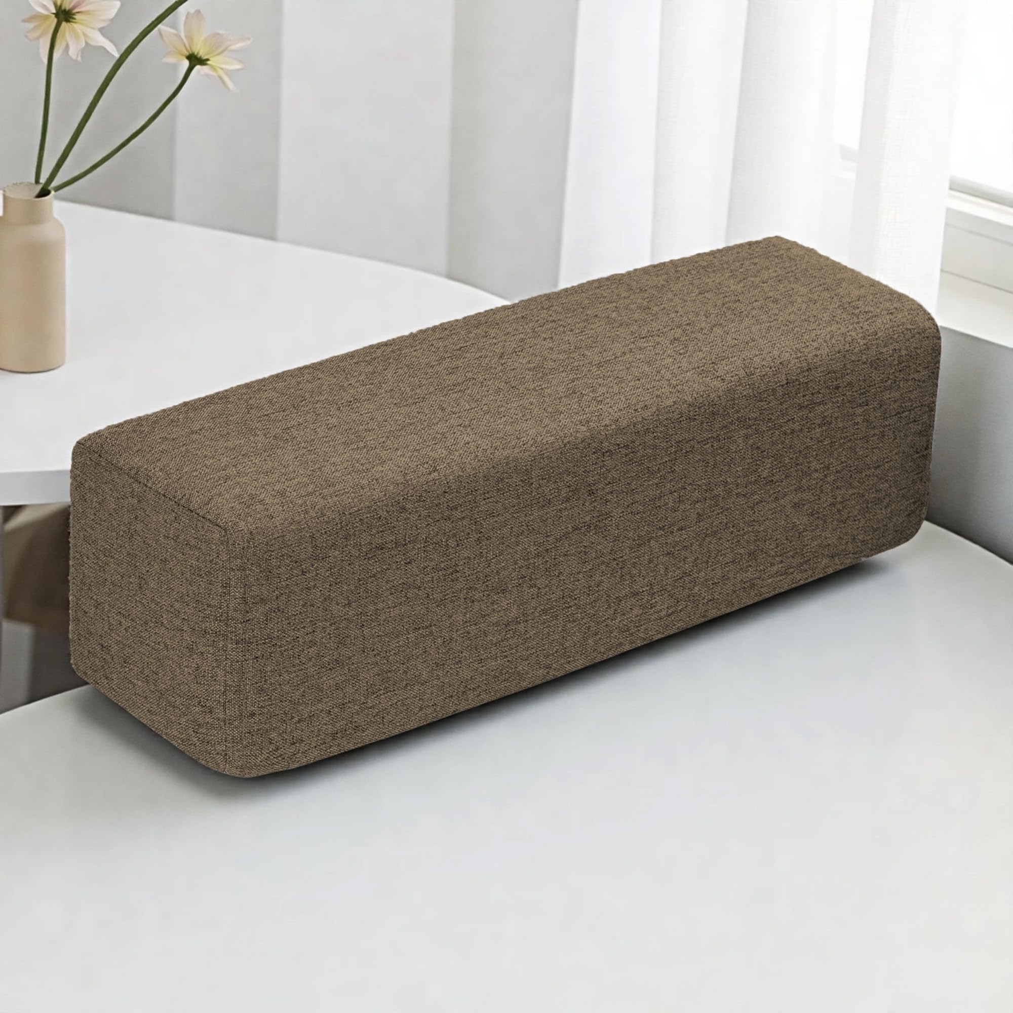 DUOLEH Couch Arm Rest Pillow, Armchair Elbow Support Pillow, Lumbar Cushion, Rectangular Soft Headboards Cushion, Armrest Pad for Home Sleeping Working Relaxing (50x20x20cm,Brown)
