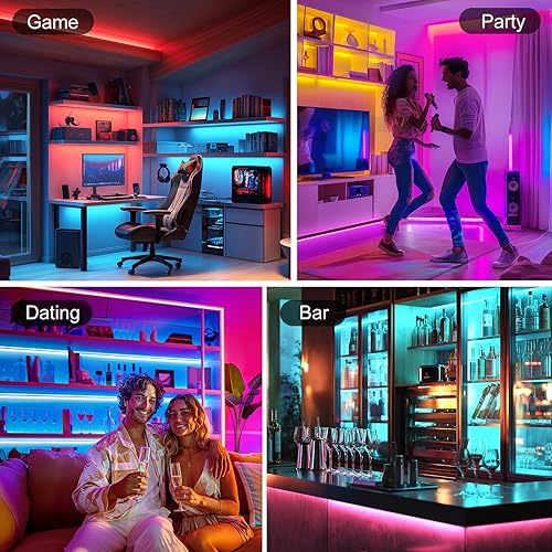 Miniatura 7 de EMITEVER Tira de luz LED RGB de 16.4 pies, regulable COB 24 V, kit de luz LED flexible que cambia de color con control remoto, 3150 LED de alta