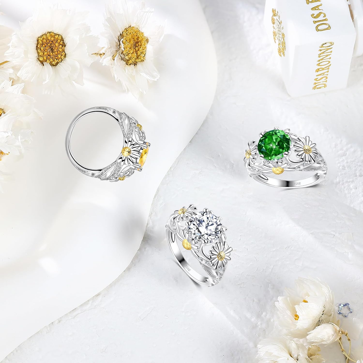 Sunflower Ring For Women, Sterling S925 Silver Daisy Flower Ring For Mother Daughter, Birthstone Birth Flower Ring, You Are My Sunshine - Image 7