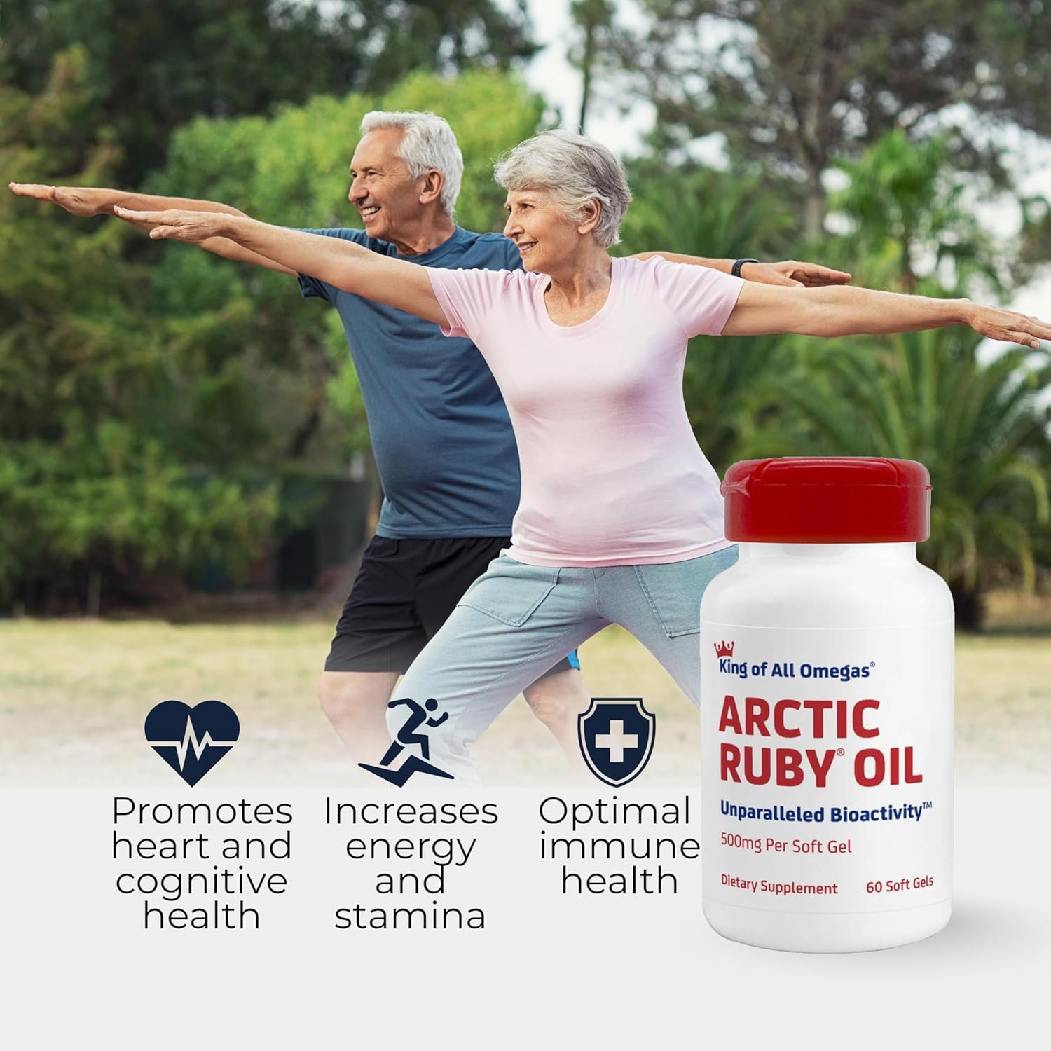 Arctic Ruby Oil 1000mg – Omega 3 Supplement for Women and Men with EPA, DHA & Astaxanthin 2mg - Fish & Krill Oil Alternative – 60 Softgels (1 Pack)