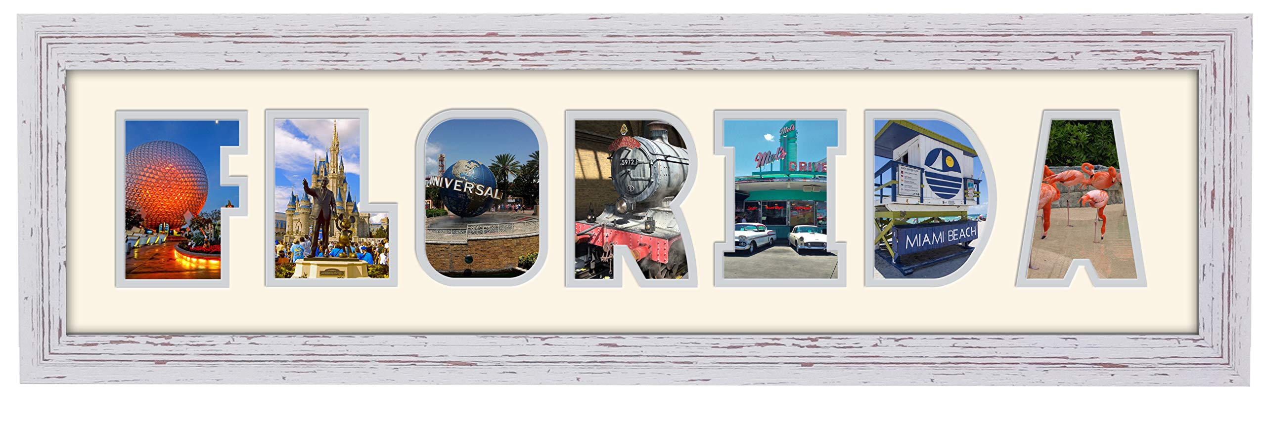 Photos In A Word Shabby Chic Finish Frame Cream Mount Grey Inside Florida Photo Frame Word Photo Frame 1257-Dd (Shabby Chic Finish Frame Cream Mount Grey Inside)