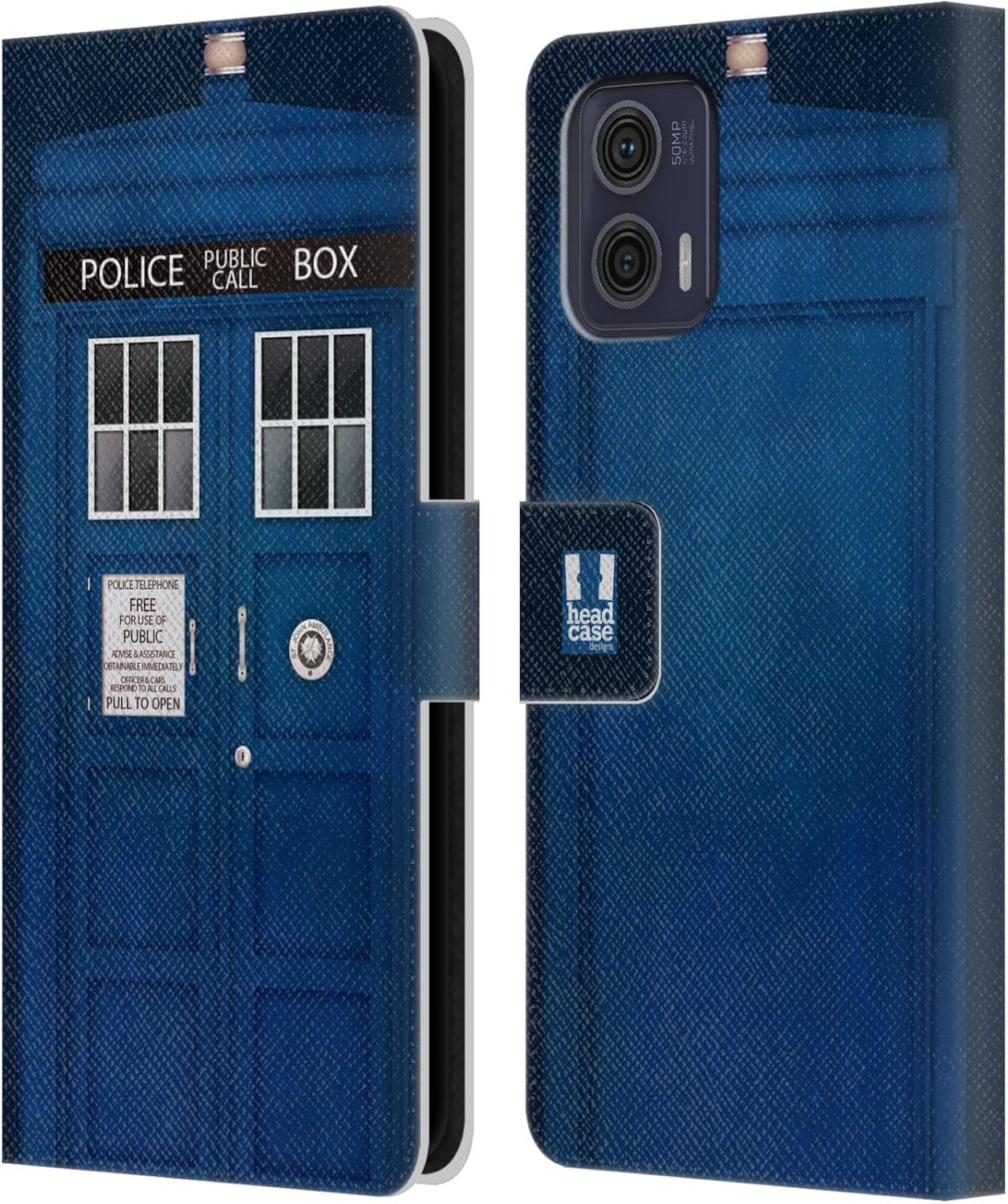 Head Case Designs Police Box I Love London Leather Book Wallet Case Cover Compatible with Motorola Moto G73 5G