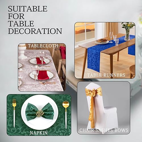 Miniatura 6 de VACVELT The Yard, tela de satén jacquard de damasco de 60 pulgadas de ancho, tela de satén rojo brillante, tela de brocado sedoso para vestidos de