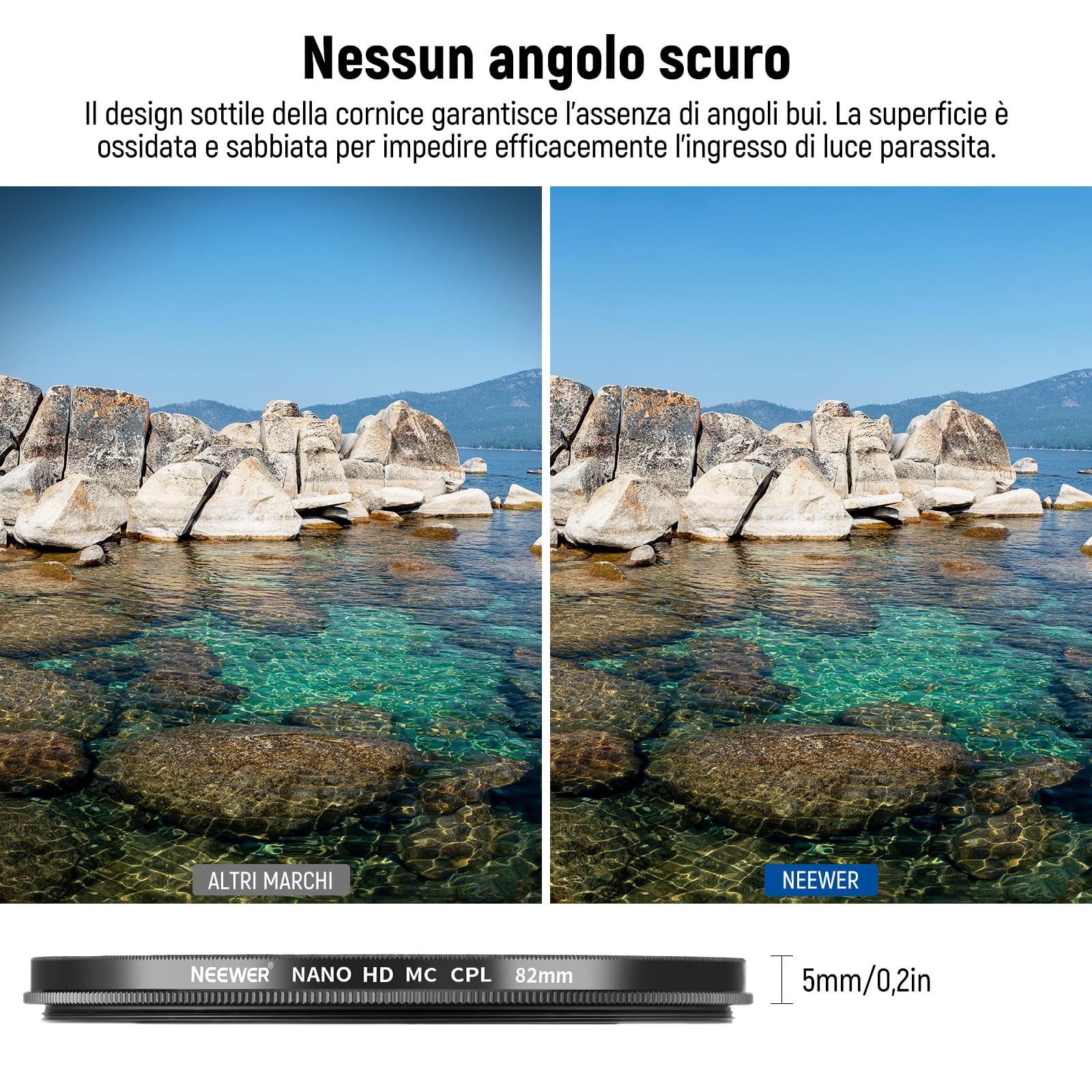 NEEWER Filtro Polarizzatore 82mm, Filtro Polarizzatore Circolare MC CPL con Rivestimento Nano Resistente a 24 Strati e Vetro Ottico HD/Ultrasottile,Riduce Riflesso/Aumenta Contrasto/Ridurre bagliore