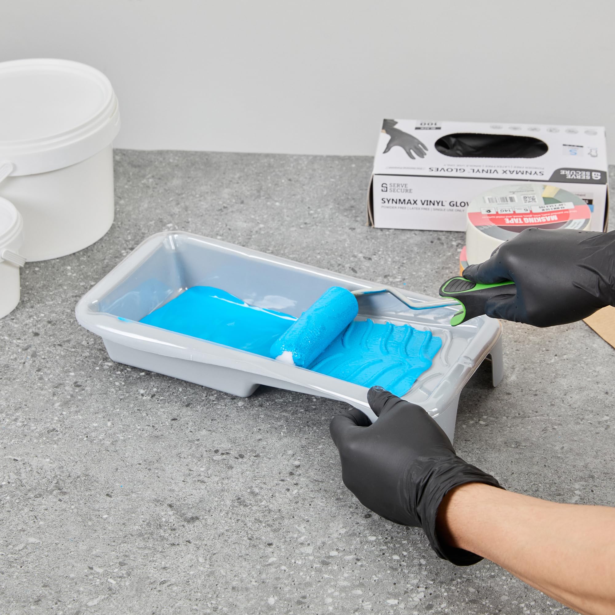 Restaurantware Paquete de 60 forros de bandeja de pintura, desechables, de 4 pulgadas, resistentes al desgarro, suministros de plástico transparente con textura para pintura de casa, retoques, bordes