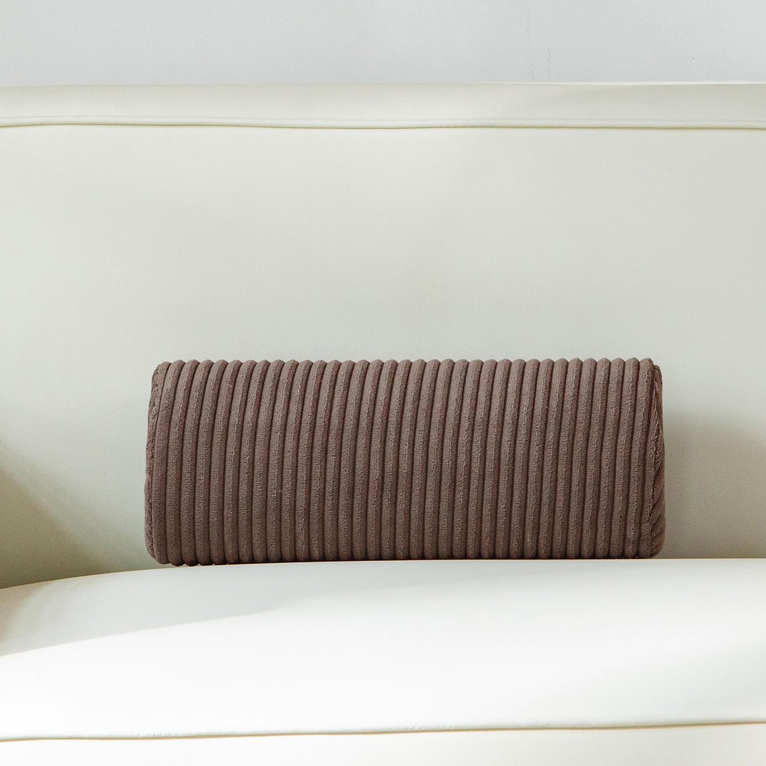 Lumbar Roll Lumbar Support Pillow for Office Chairs, Cars, and Gaming Chairs, Back Cushion with Washable Cover & Adjustable Strap to Relieve Back Pain and Improve Posture, 10.5"x5.5"x5", Beige image 3