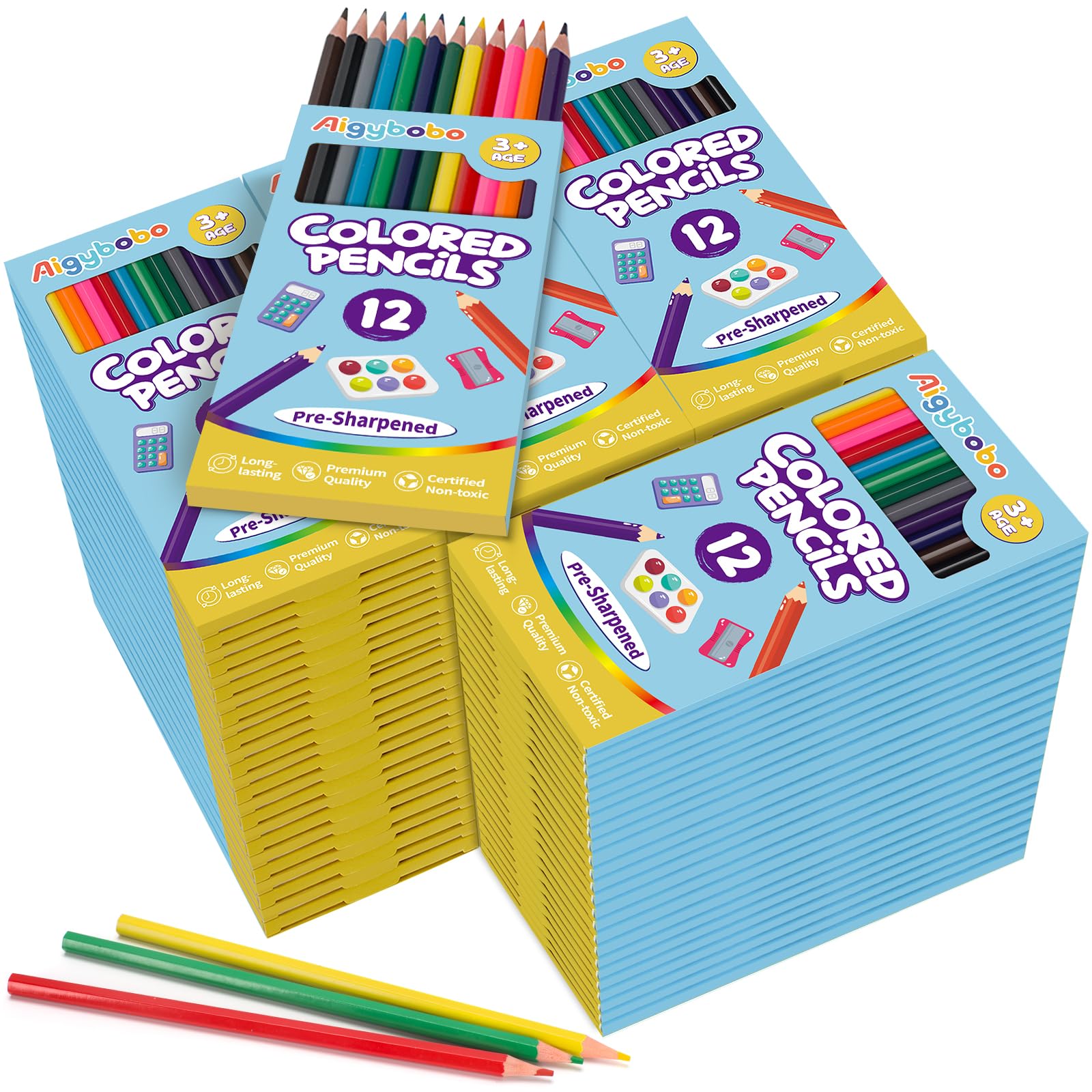 1152 Count Colored Pencils for Kids, 96 Pack Colored Pencils Bulk in 12 Colors, Pre-sharpened Color Pencils, Bulk Coloring Pencils School Supplies for Teachers Adults, Classroom Prizes Supplies