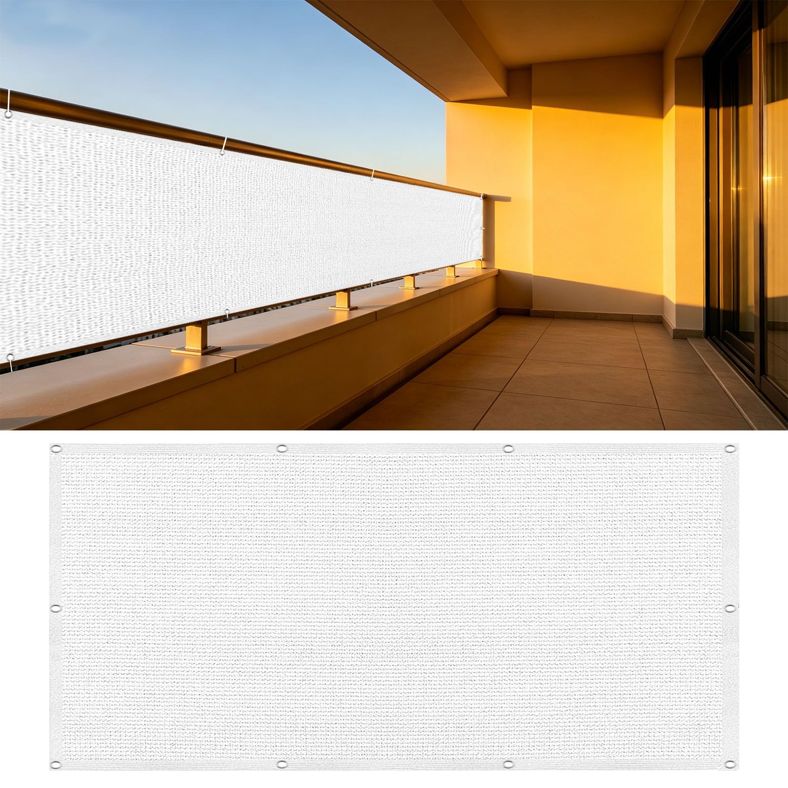 Brise vue balcon blanc 135x520 cm avec attaches pour clôture