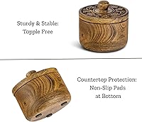 Vista 5 de Mie Creations Salero Rústico con Tapa Tallada a Mano y Cuchara, Cuencos de Madera para Pellizcar Sal Recipiente de Madera para Sal y Pimienta