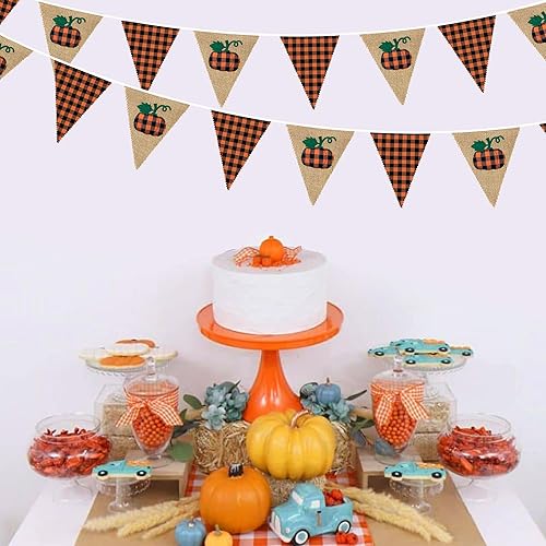 Miniatura 31 de Pancarta de otoño de 32 pies, bandera triangular, banderines de tela, banderines para decoración de otoño feliz otoño, día de Acción de Gracias