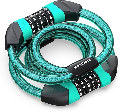 Candado eléctrico para scooter, candado de bicicleta con combinación de 5 dígitos, cerraduras de cable doble de 0.44 pulgadas, seguridad de 3.44