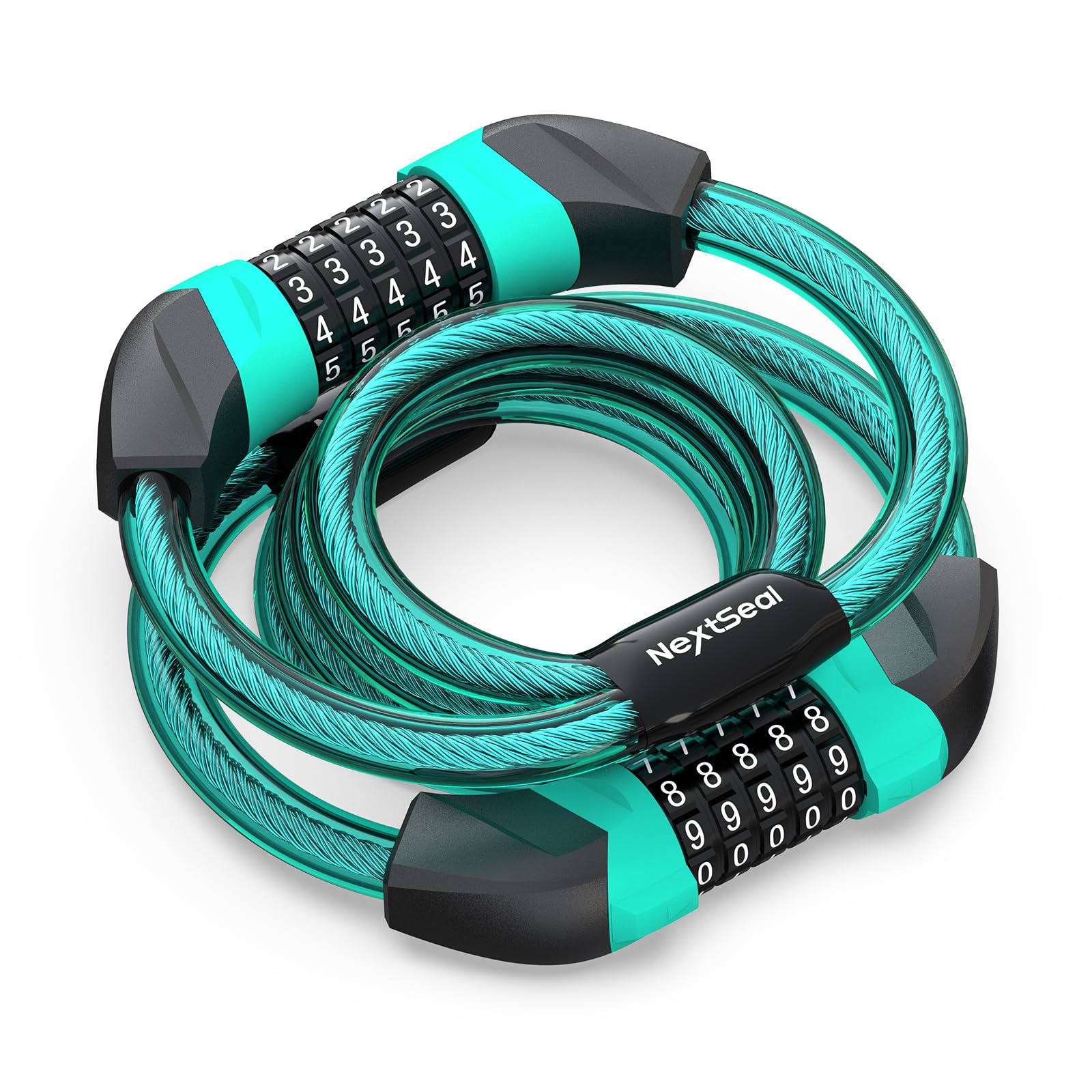 Antivol Trotinette Electrique, 105CM/12MM Antivol Vélo à Double Câble, 5-Chiffres Cadenas Code Velo Antivol, Cadenas Velo Electrique pour Trotinette, Vélos, Moto (Vert Bleuâtre)