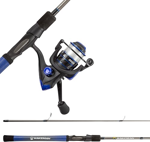 Miniatura 8 de Wakeman Outdoors - Combo de caña de pescar y carrete, poste de carbono de 6 pies 6 pulgadas, carrete giratorio y mango de agarre de golf, lubina,