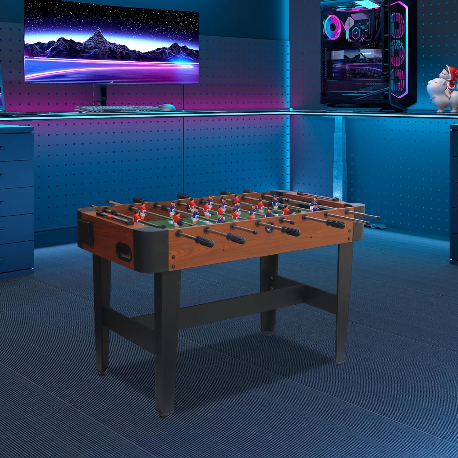 54" Foosball Table Adult Size with 4 Foosball Ball and 2 Scorers Counter,Fooseball Table with 2 Cup Holders for Game Room,Enjoy Family Games with Game Table