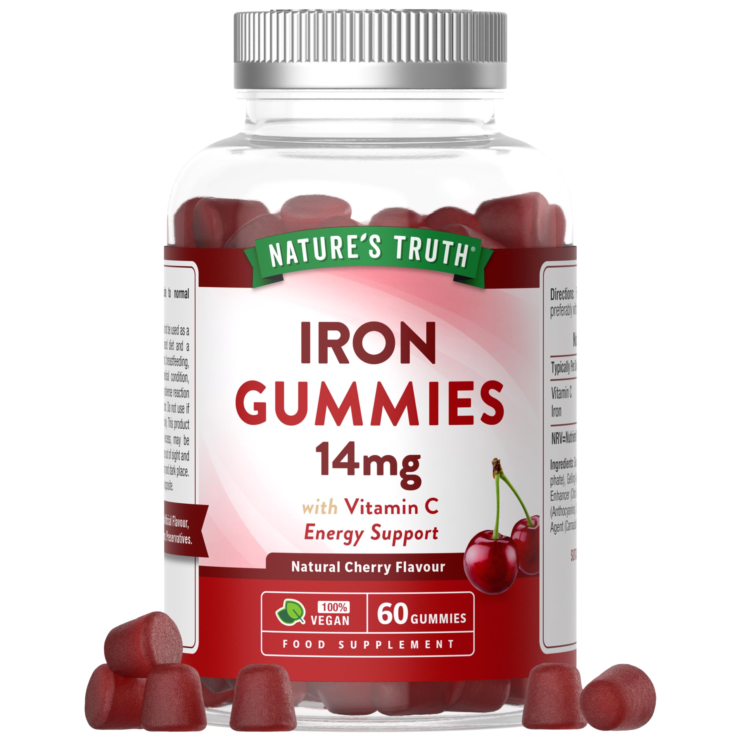 Iron Gummies with Vitamin C - 14mg High Strength Iron Supplement