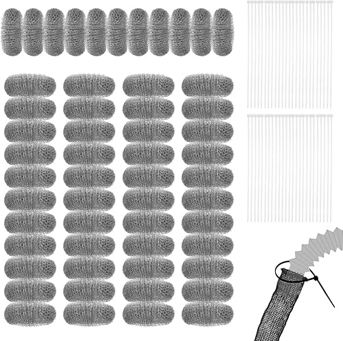 50 trampas de pelusa para lavadora, trampas de pelusa de acero inoxidable con 50 bridas para cables, malla duradera, filtro de manguera de lavado,