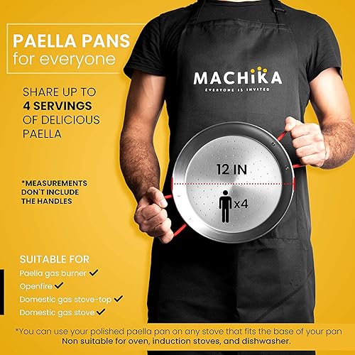 Miniatura 3 de Machika Sartén  Paella de acero al carbono  Sartenes de acero al carbono para cocinar  Sartén fina de acero al carbono para paella  Perfecto para