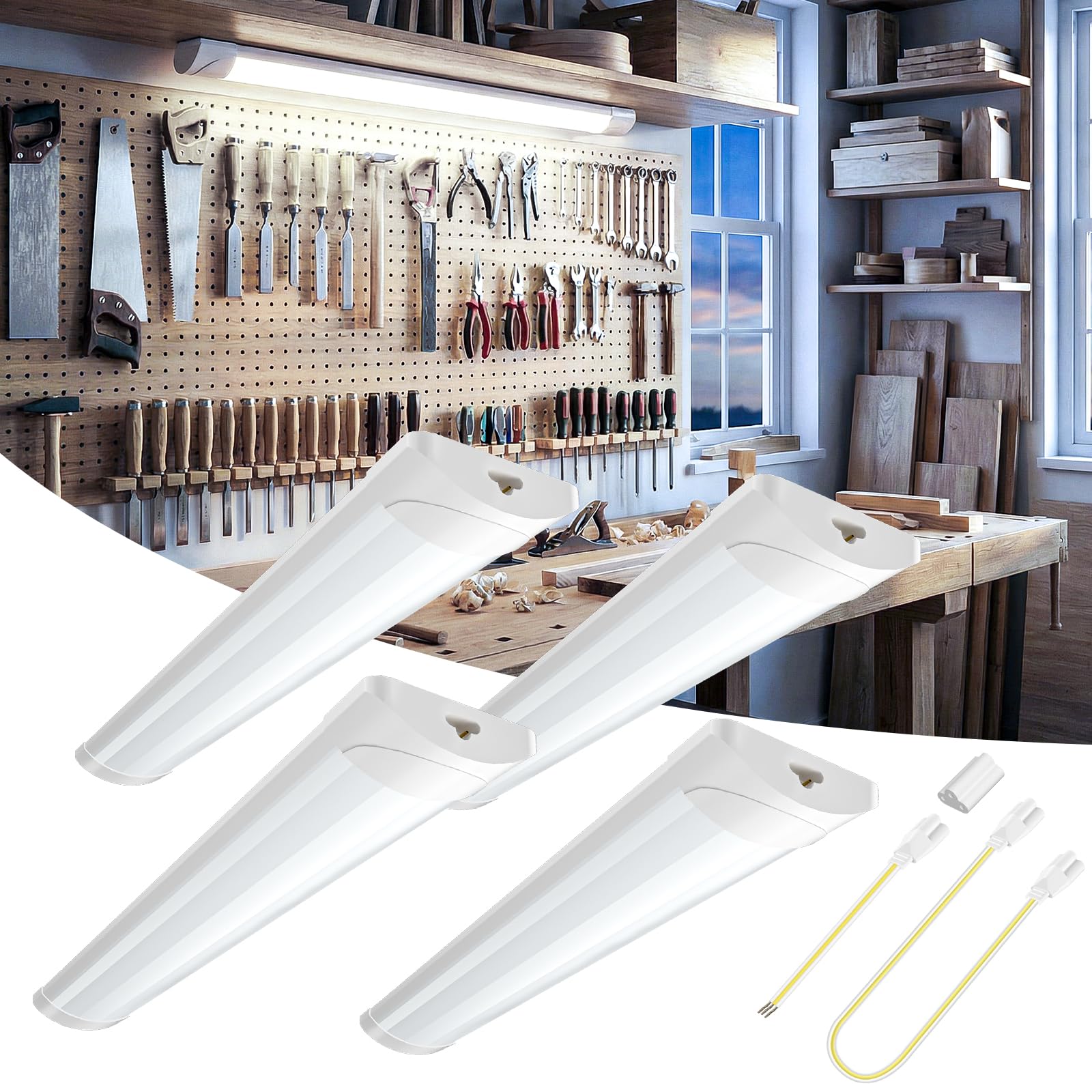 Viugreum 4 Stück LED Leuchtstoffröhre 90cm, Feuchtraumleuchte Röhre 30W LED Deckenleuchte Lampe, 6500K Neutralweiß Leuchtstofflampe, Werkstattlampe Wannenleuchte lampe für Keller, Garage, Küche