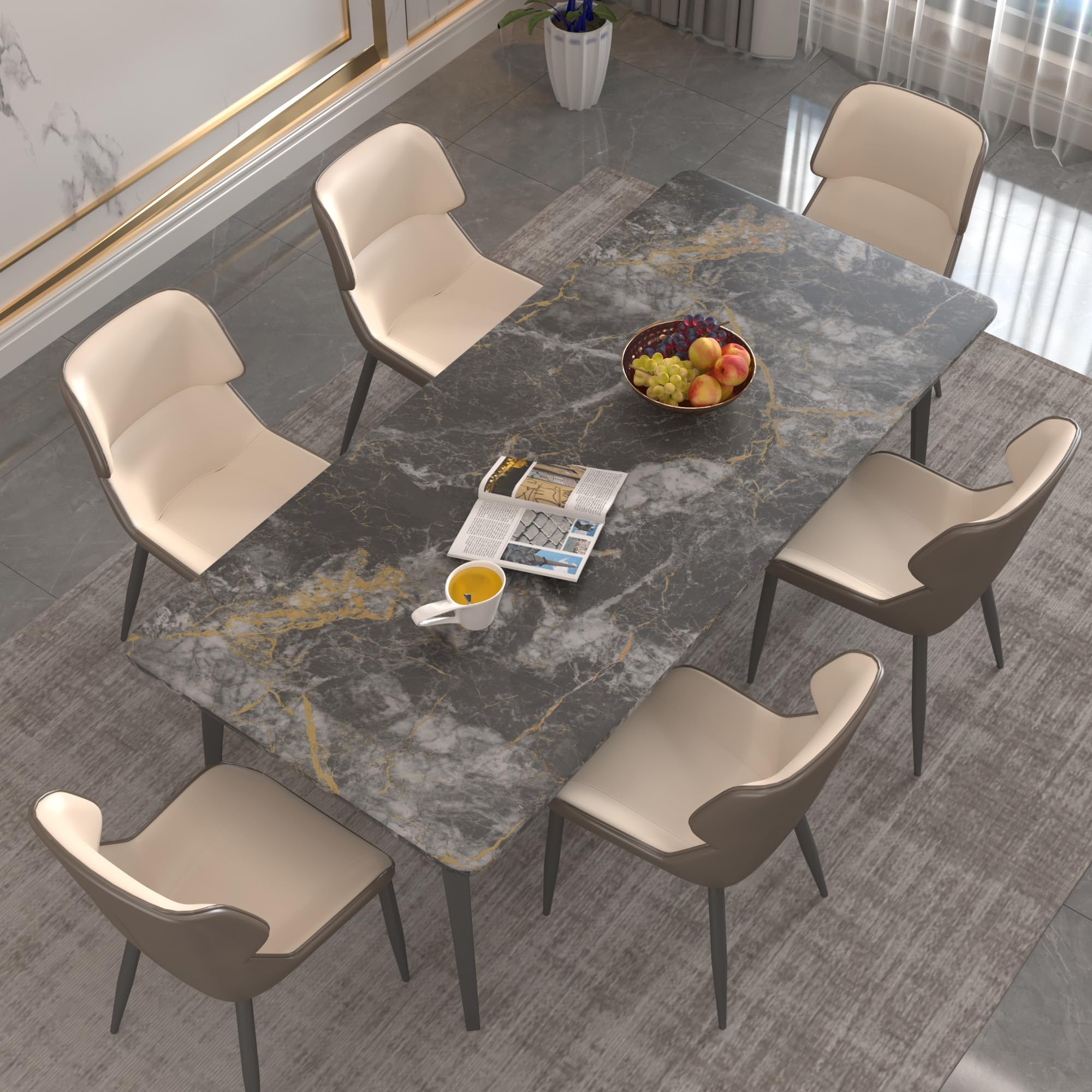 TOTIO 80x400CM Marmor Klebefolie Selbstklebend Hochglanz Schwarz Gold Glänzend für Küche Arbeitsplatte Möbel Wohnzimmer Tapete Schrankfolie Möbelfolie Schwarz Gold Marmor Folie Küche