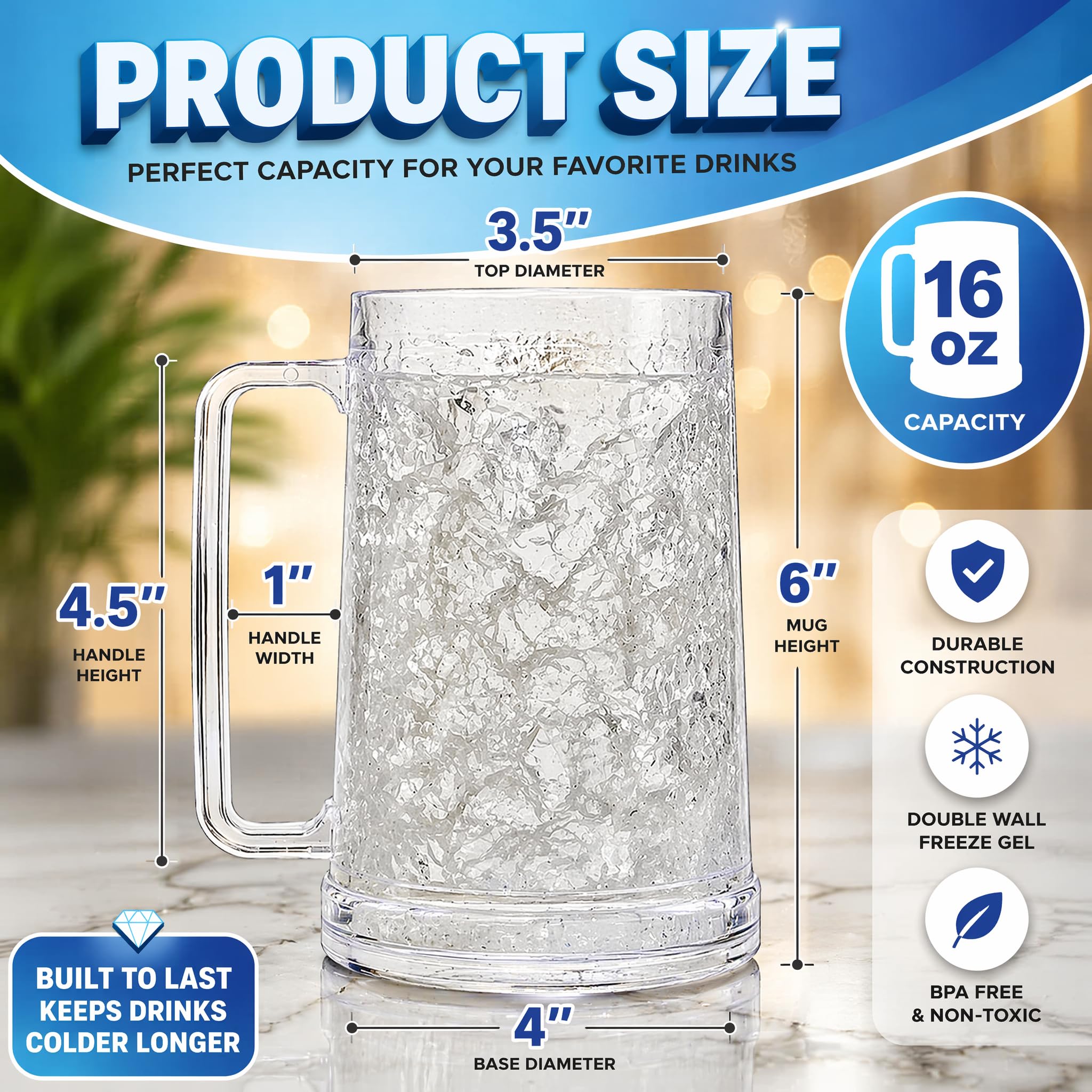 Fasmov Freezer Beer Mugs - Keep Beer Ice Cold! -2 Fasmov Freezer Beer Mugs - Keep Beer Ice Cold! -2