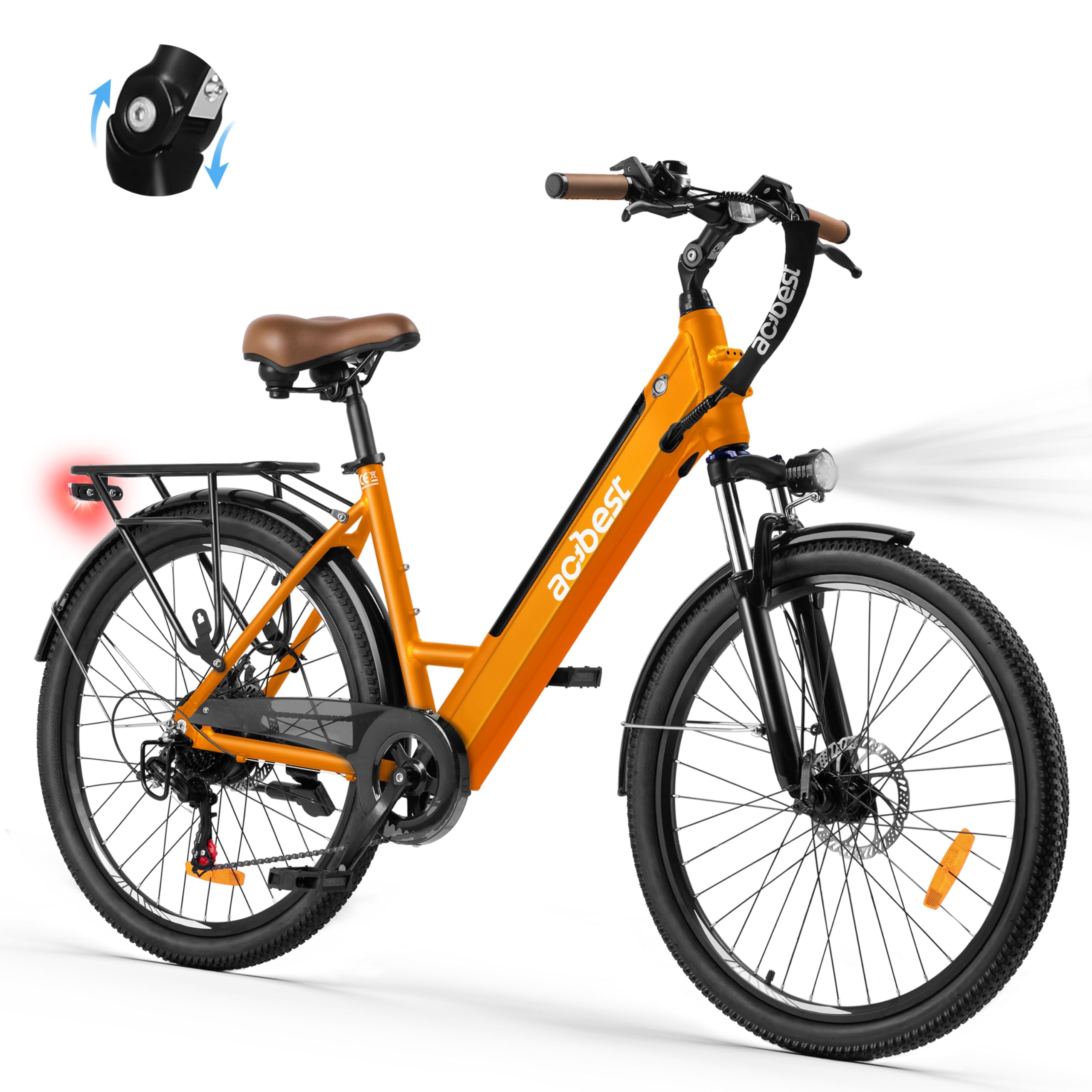 ACTBEST Core Electric Bike for Adults - 468Wh Removable Battery, 26 inch Step Thru Electric Bicycle, Peak 750W Brushless Motor Cityrun Ebike, with 7 Speed, Up to 50 Miles, E-Bikes