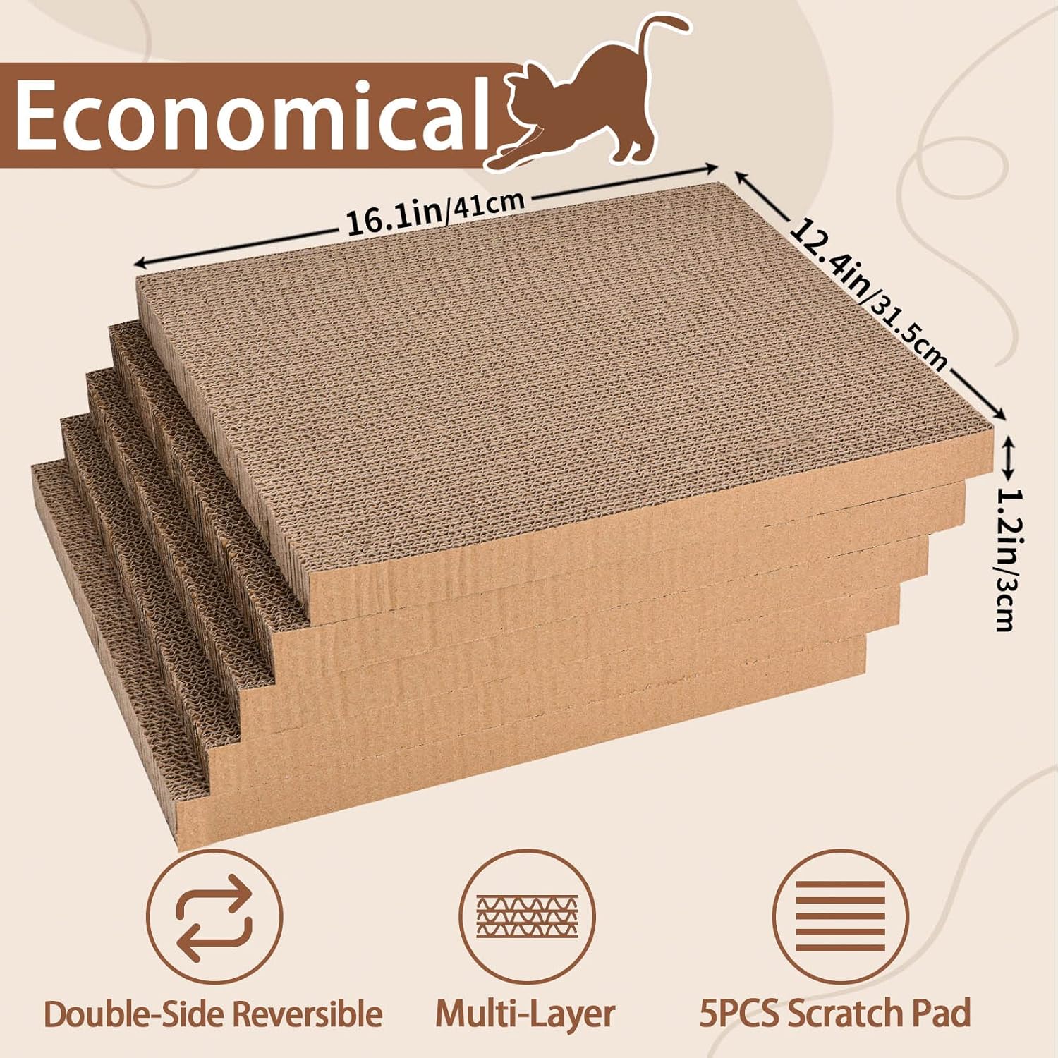 review Cardboard Cat Scratcher with Box, 5PCS Reversible Cat Scratch Pads in Large Cat Scratcher Box, Cat Scratcher Lounge for Indoor Cats to Rest and Play, 16.5