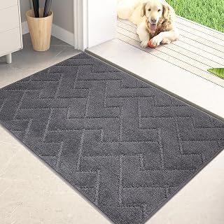PURRUGS Dirt Trapping Door Mat 20x31.5" - Non-Slip Machine Washable Entry Rug for Muddy Paws & Shoes, Pet-Friendly Grey Doormat
