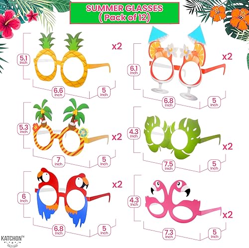 Miniatura 4 de Gafas de fiesta hawaianas Luau  Paquete de 12  Accesorios de cabina de fotos Luau, suministros de fiesta Luau para niños  Gafas de fiesta tropicales