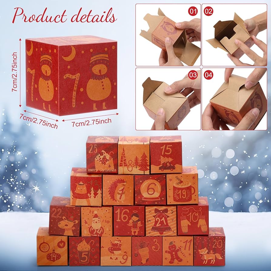 Amazon.com: Outus DIY Christmas Advent Calendar Boxes 2025, 25 Days Christmas Cardboard Number Boxes Christmas Countdown Calendar Refillable Advent Xmas Gift Box for Kids Adults Xmas Home Office(Vivid Style) : Home &
