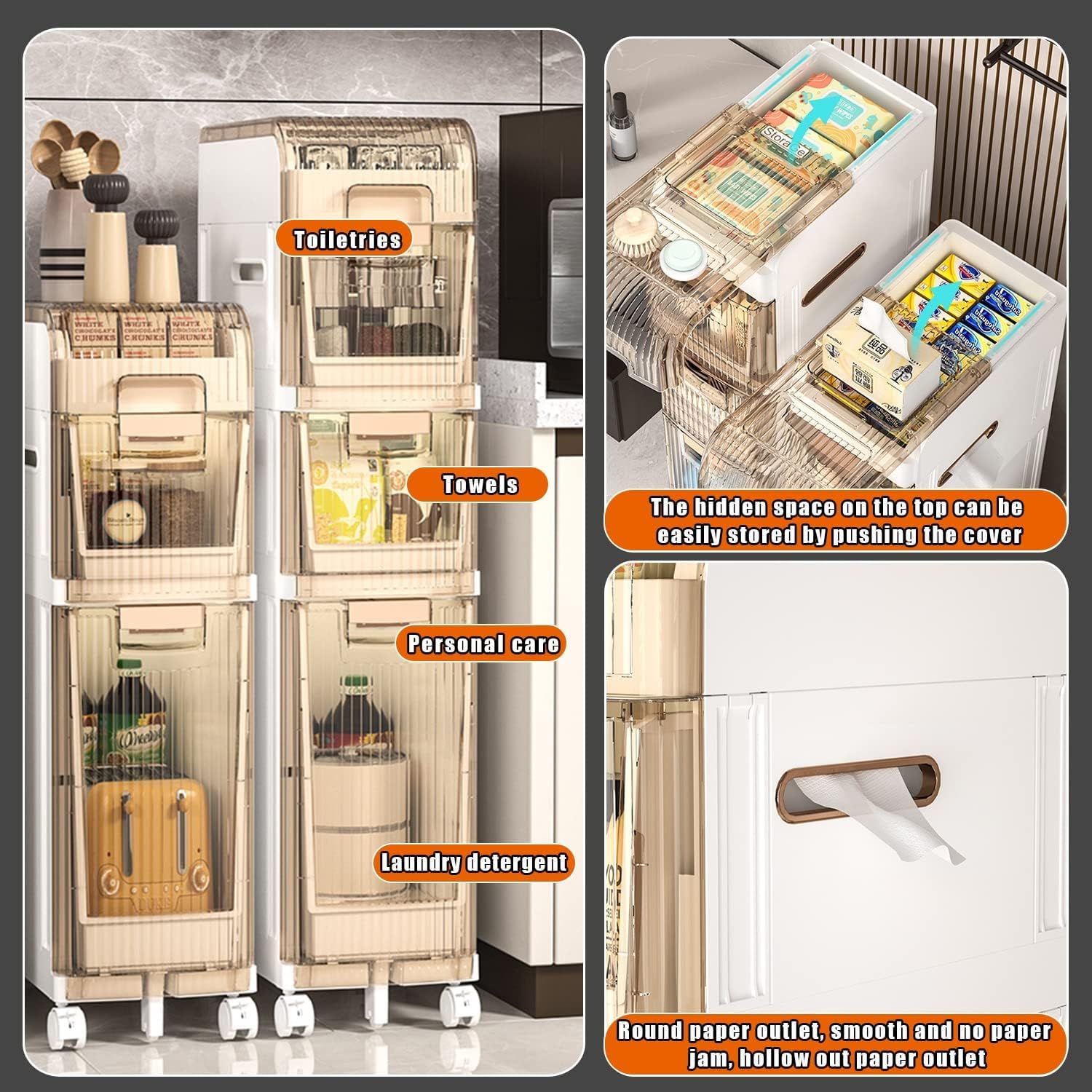 Mobiletto Portaoggetti Da Cucina Per Piccoli Spazi, Carrello Portaoggetti Sottile Con Ruote, Carrello Portaoggetti Con Scaffalatura A 3/4/5 Livelli E Ruote Per Bagno, Camera Da Letto, Cucina, Quinto