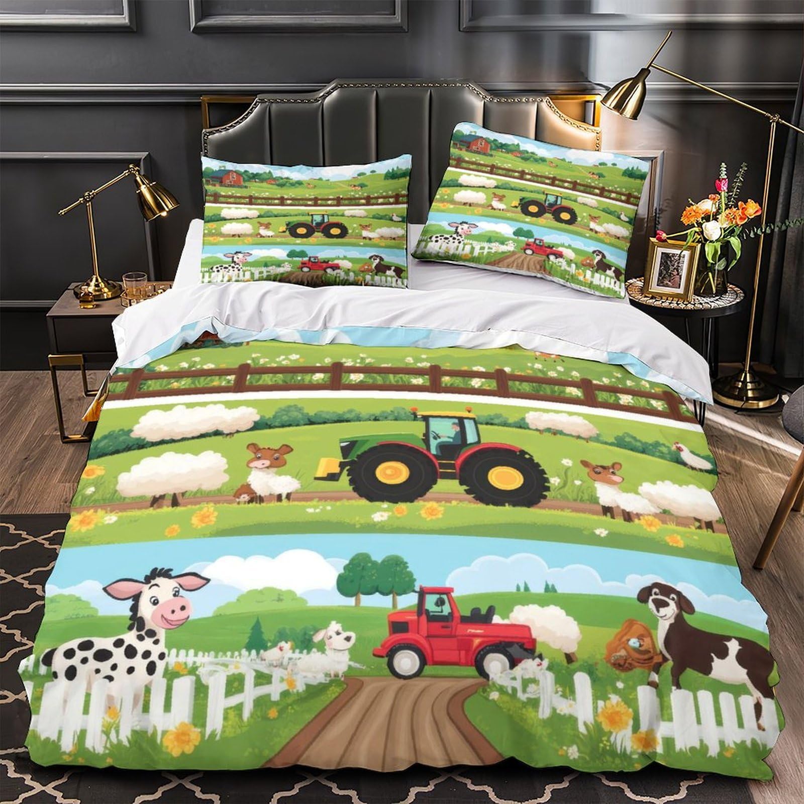 Bauernhof Tiere Traktor Bettwäsche Set Mikrofaser Kinder