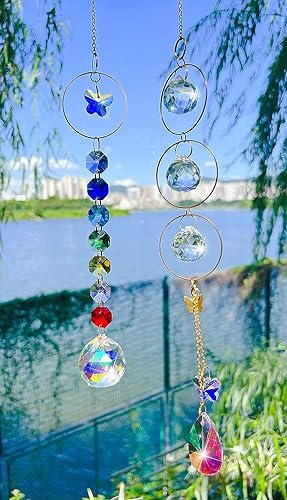 Miniatura 4 de O'la Myth Atrapasoles de cristal colgante, fabricante de arco iris, pirámide de cristal de orgón, cristales de colores, prismas de vidrio para