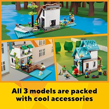 LEGO Creator 3 in 1 Cozy House Building Toys - Toy Figures & Pretend Play Playsets for Boys & Girls, Ages 8+ 3 Building Options - Gift for Birthdays - 31139